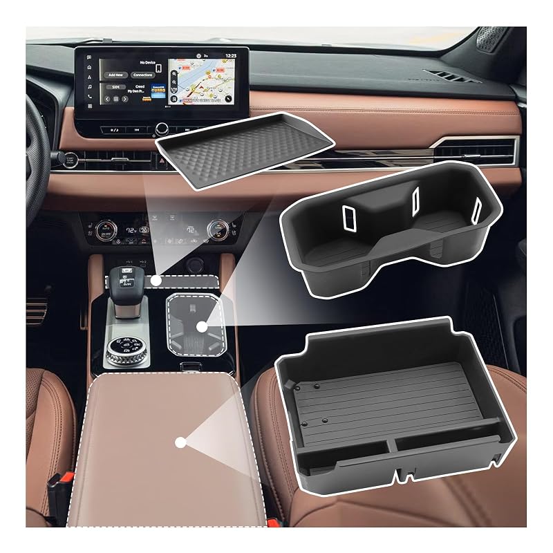 Organizador de console central SXCY com porta-copos e tapete para carregamento sem fio, compatível com Mitsubishi Outlander 2025 e 2026 a gasolina, 3 peças