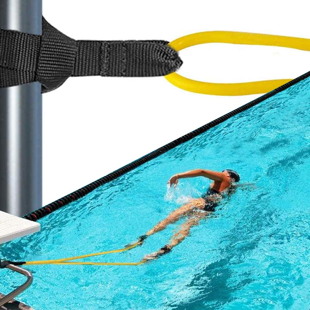 Swim Tether Belt Systems Swim Training Belt - 2M Adjustable Pool Tether For  Kids & Adults (Ankle/Waist Straps Included) Best Swim Cords For Beginners
