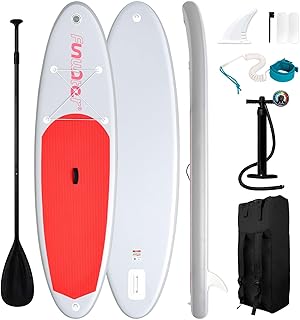FunWater SUP Aufblasbares Stand Up Paddle Board Ultraleichtes aufblasbares Paddleboard mit SUP-Zubehör, Flossen, verstellbares Paddel, Pumpe, Rucksack, Leine
