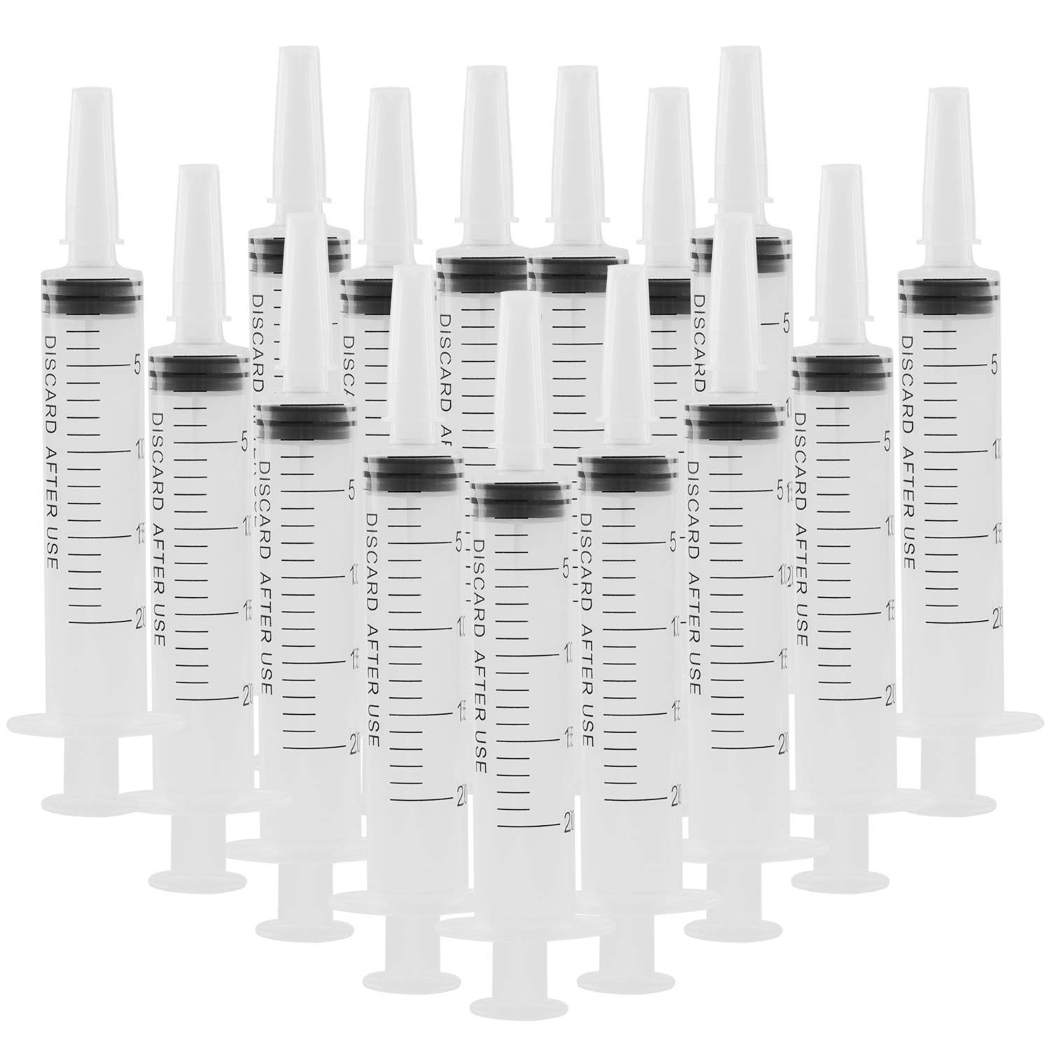 Lainrrew 15 Pcs 20ml Plastic Syringe, Measuring Syring with Measurement and Caps for Scientific Labs, Measuring, Watering, Refilling (20ml-15pcs): Industrial & Scientific