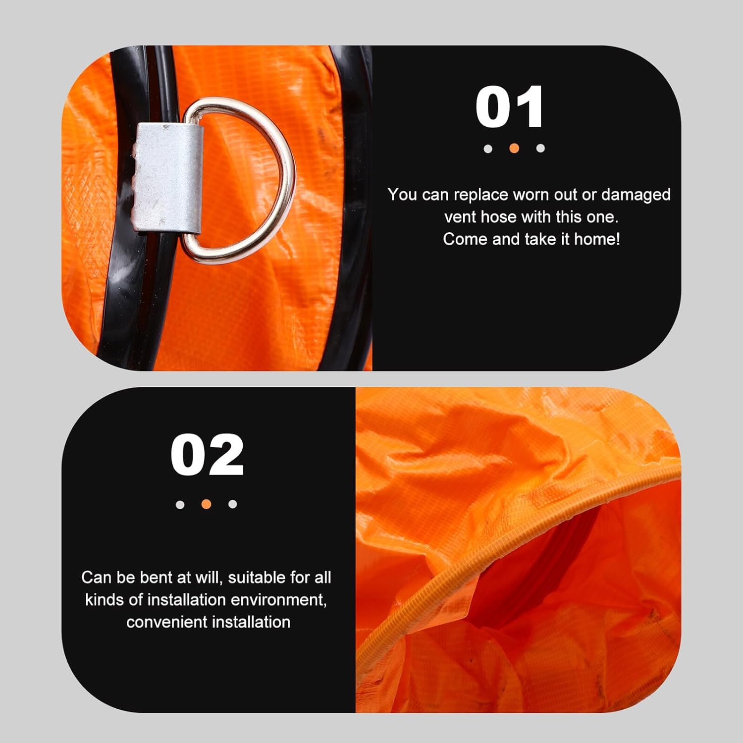 Heat-Resistant PVC Telescopic Ventilation Hose 200mm Diameter 5m Flexible Exhaust Duct for HVAC Range Hood and Air Ducting