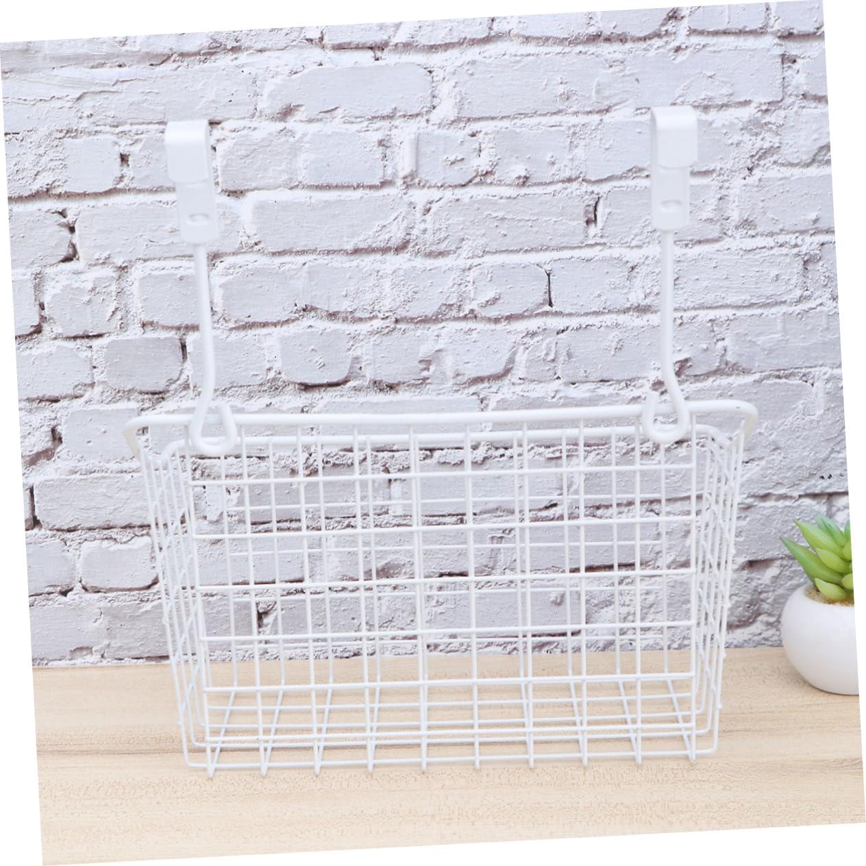 Cabilock White Hanging Rack Cabinet Basket Over Door Organizer for Kitchen Bathroom Office Rust Resistant Storage Holder with High Temperature Coating Easy Installation and Space Saving