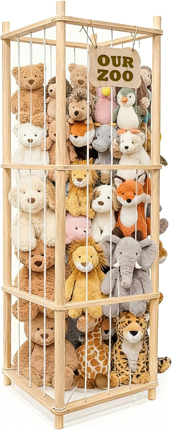 Art3d Large Stuffed Animal Storage, 54" Tall Wooden Stuffed Animal Organizer & Holder, Space Save Toy Storage Zoo for Toddler Room, Playroom & Bedroom