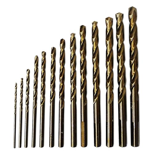 Miniatura 25 de Brocas helicoidales de acero cobalto M35 de 1/8 pulgadas para metal duro, acero inoxidable, paquete de 12