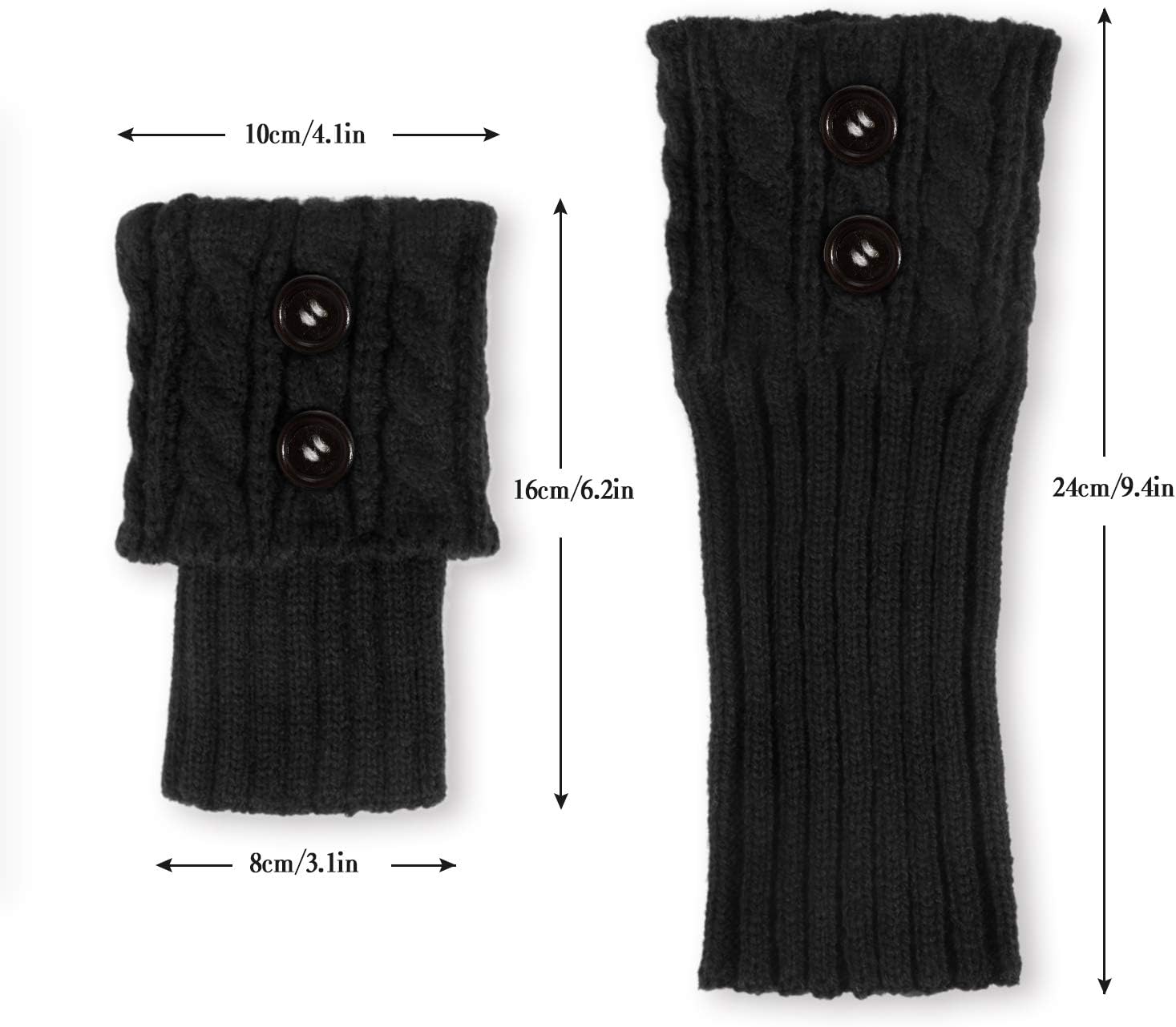 PHOGARY 2 Pairs Winter Warm Boot Cuffs for Women, Crochet Knitted Boot Socks for Girls Black Short Leg Warmers Boot Topper Socks Leg Cuffs Boot Warmers Gift - Image 2
