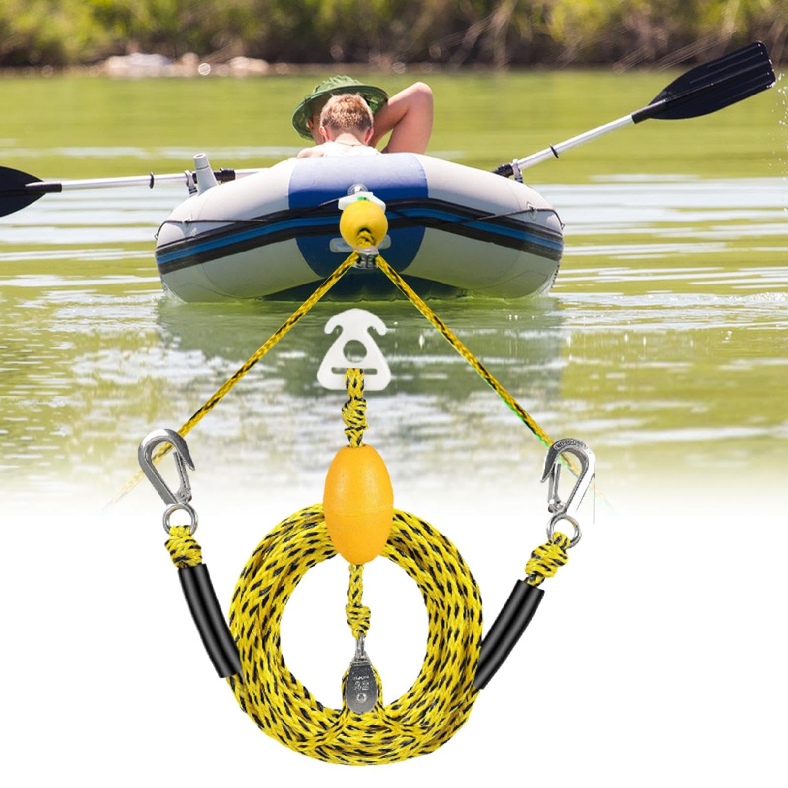 Corde de Remorquage pour Ski,Harnais de Remorquage pour Bouée Tubing et Contrôle du Bateau | Système de Traction Résistant pour Sports Nautiques - Débutants et Passionnés