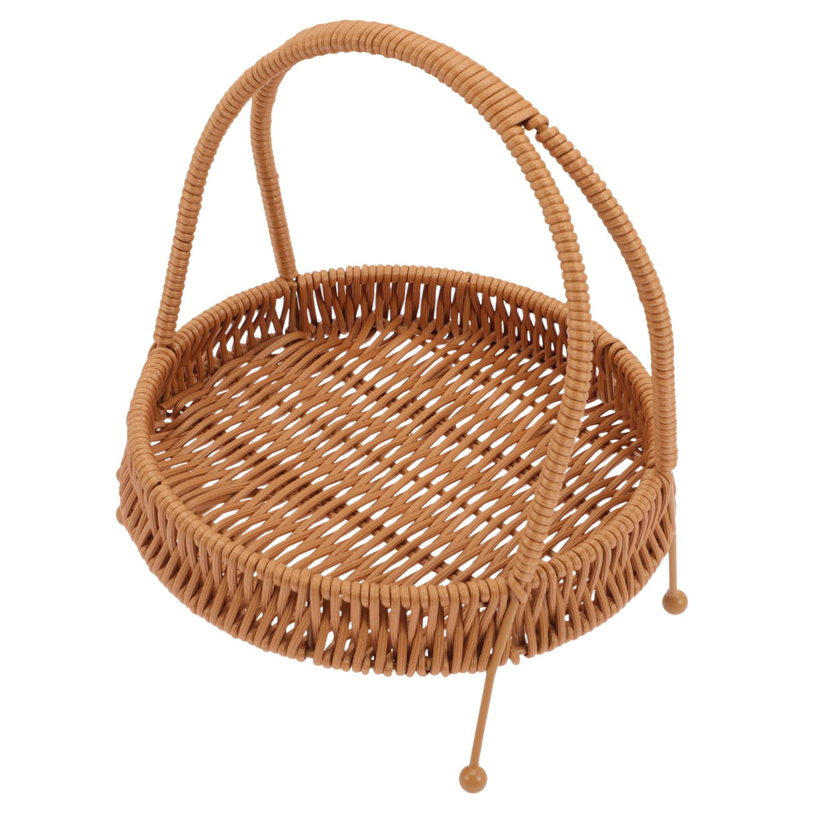 SOLUSTRE Portable Imitation Rattan Snack Basket for Hot Pot Restaurants Cake Tray and Food Storage Versatile Serving Holder for Home Bakery and Shop Use