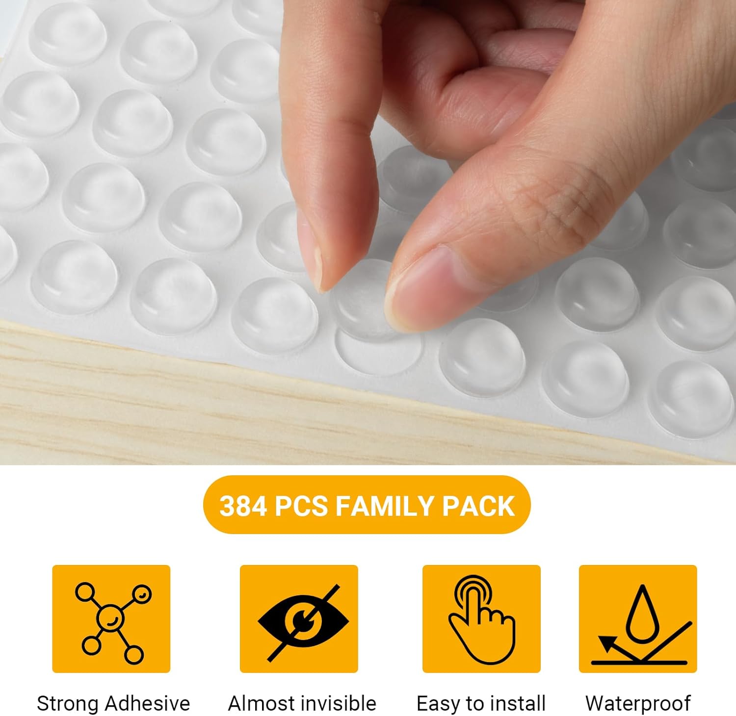 Cabinet Bumpers Soft Self-Adhesive Clear Rubber Bumper, Cabinet Door Bumper Pads for Kitchen Cabinets Cutting Boards Picture Frames (384P)