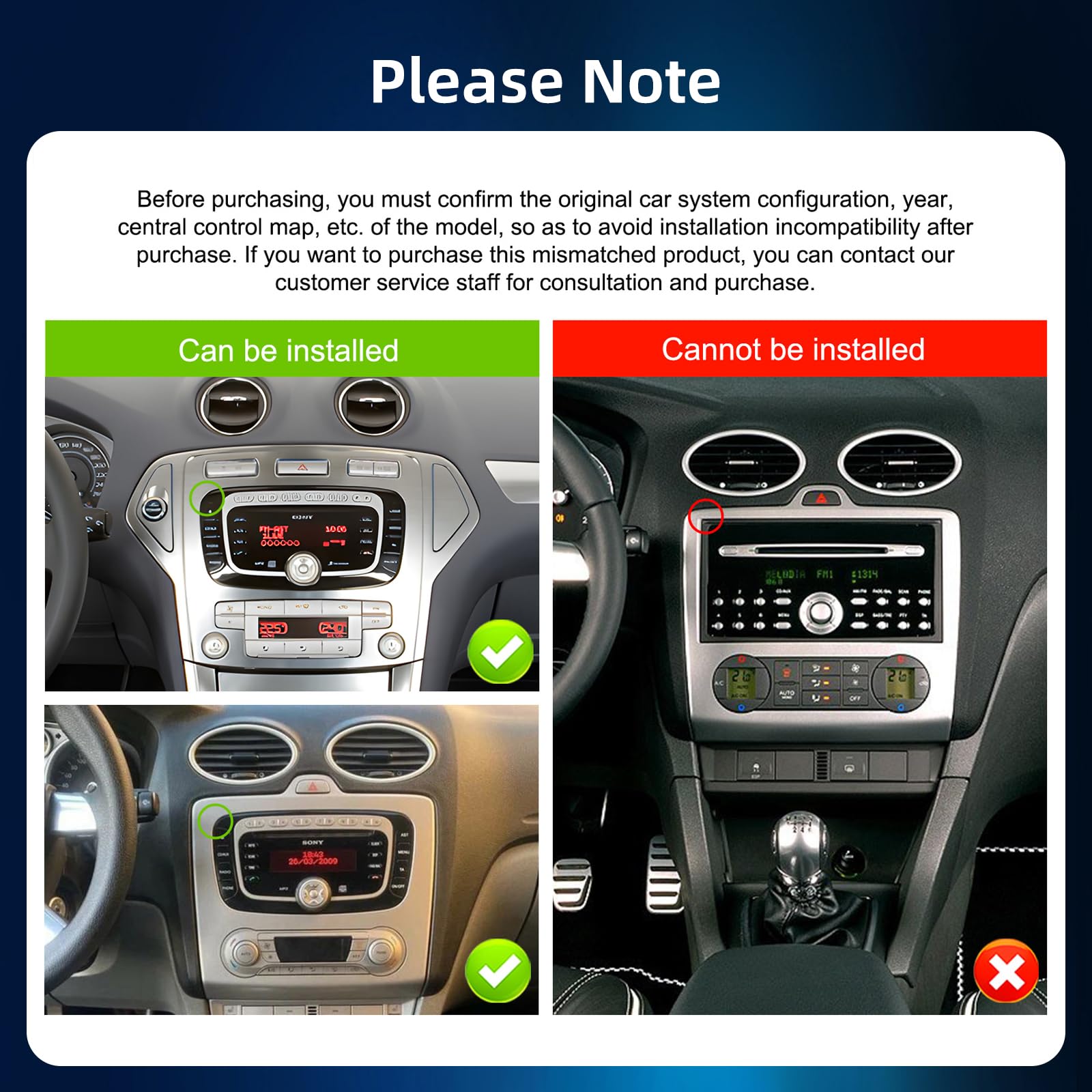 Autoradio Android 7 Pollici Per Ford Focus II, S-Max, Mondeo 9 - 4+64GB, CarPlay, Android Auto, Telecamera
