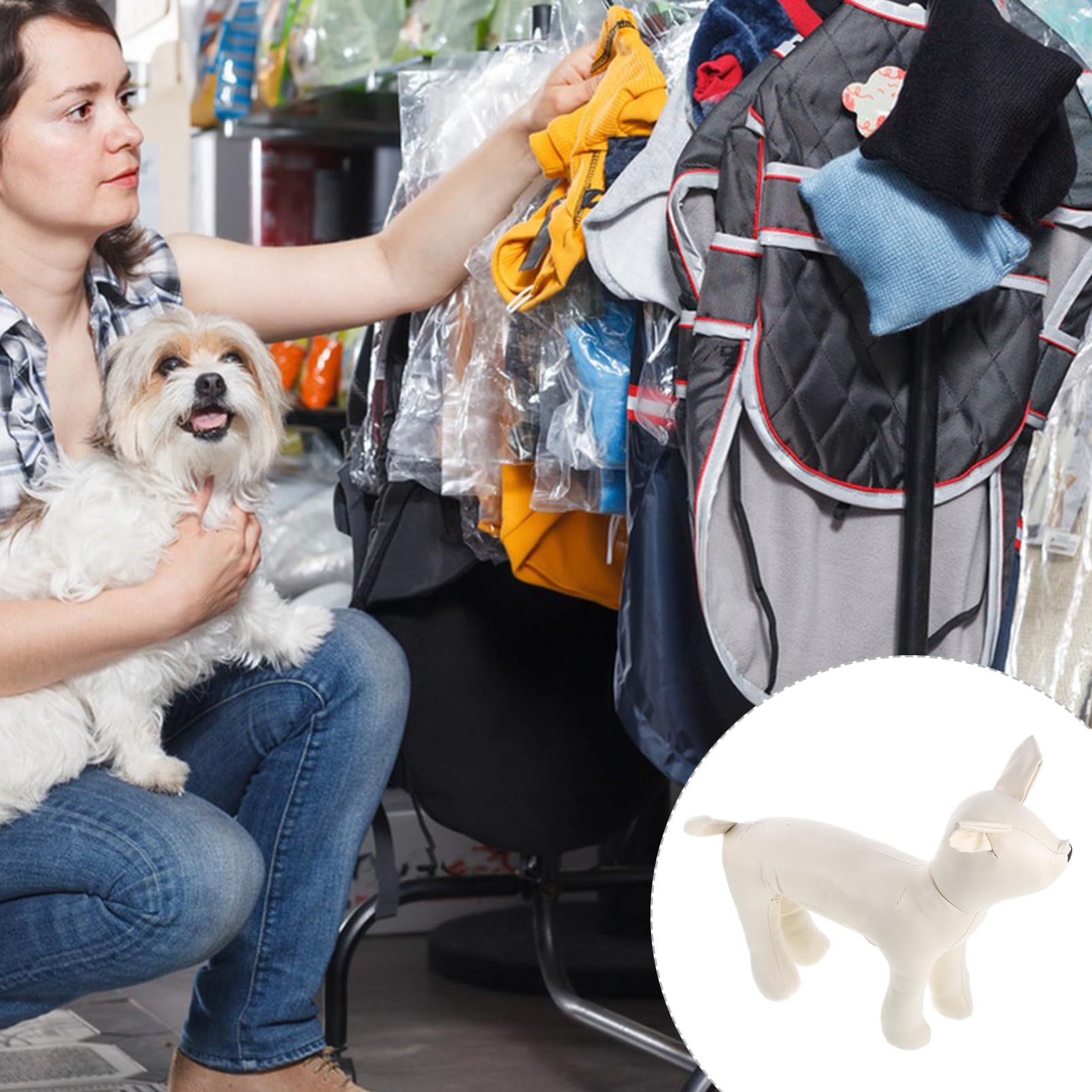 ERINGOGO Haustiermodell Hund Körperpflege schaufensterpuppe Leder Weiß