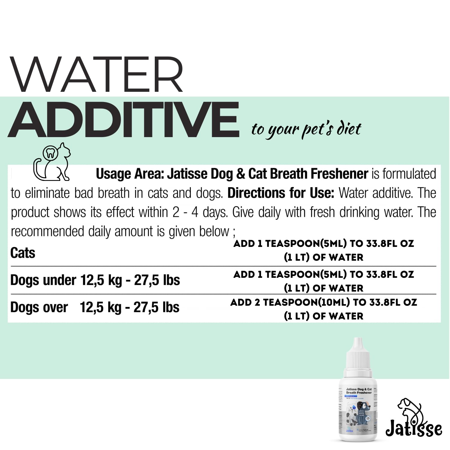 Cats and Dogs Water Additive for Oral and Dental Care: Eliminate Bad Dog Breath and Cat Bad Breath - Dog Breath Freshener - Fights Tartar & Plaque - Just Add to Water! (1.69 fl oz) - image 5