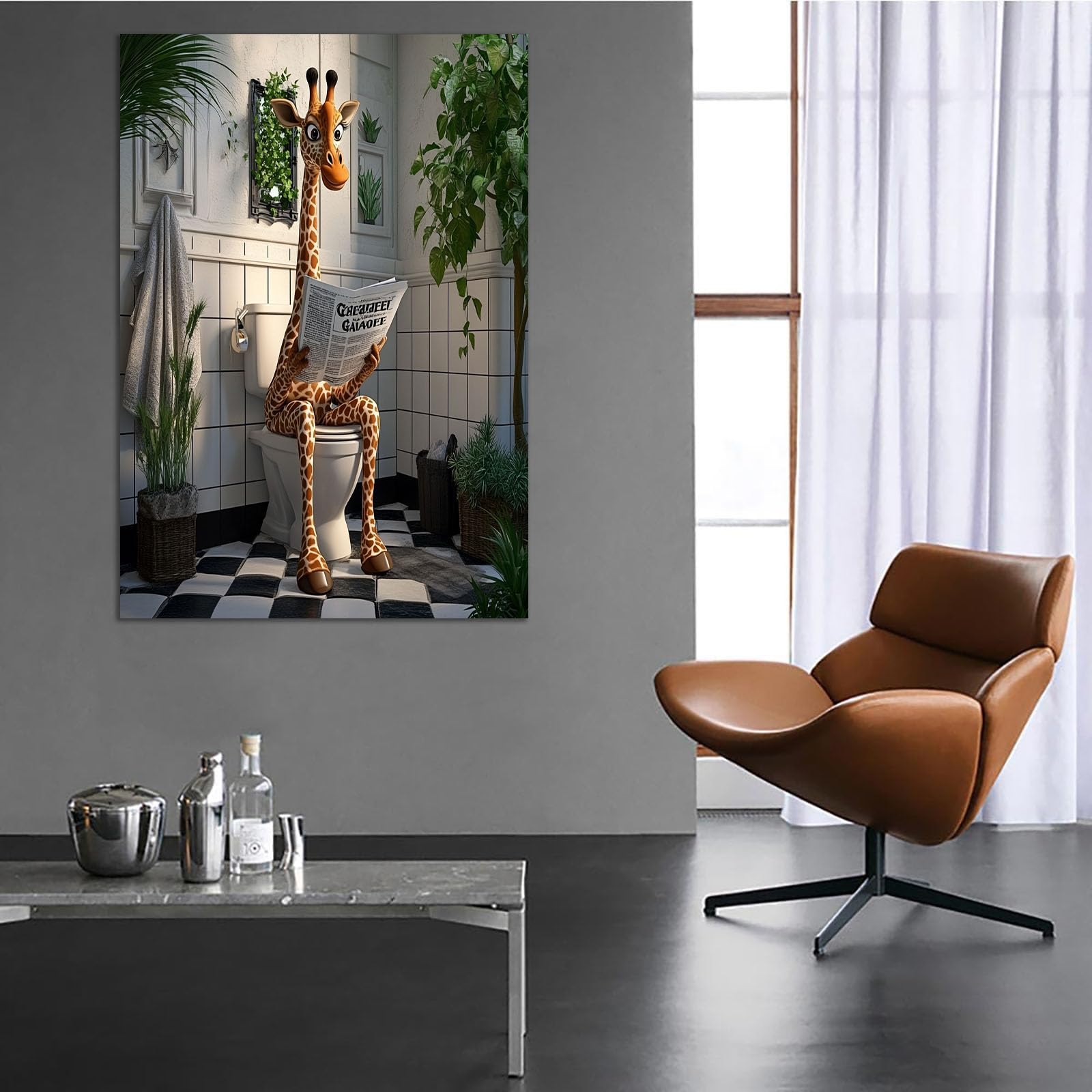 TZKRWRH Tableaux De Salle De Bain - Impression Sur Toile Moderne Botanique abstraite Decoration Salon Peinture Tableaux Chambre Toiles Maison(vert)-70x100cm Encadrée