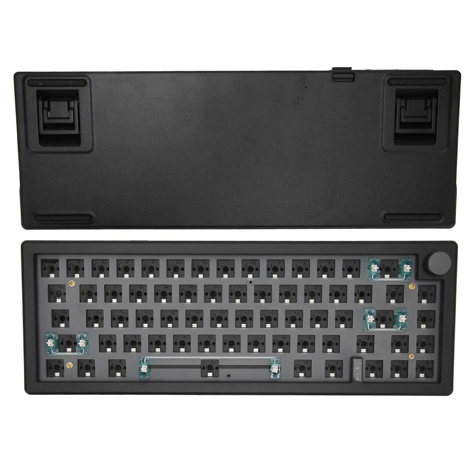 Kit de Bricolaje de Teclado para Juegos 65%, Teclado Mecánico de Modo Triple con Montaje de Junta Intercambiable en Caliente de 67 Teclas con Perilla Multimedia RGB, Cable 2.4G/Bluetooth/USB
