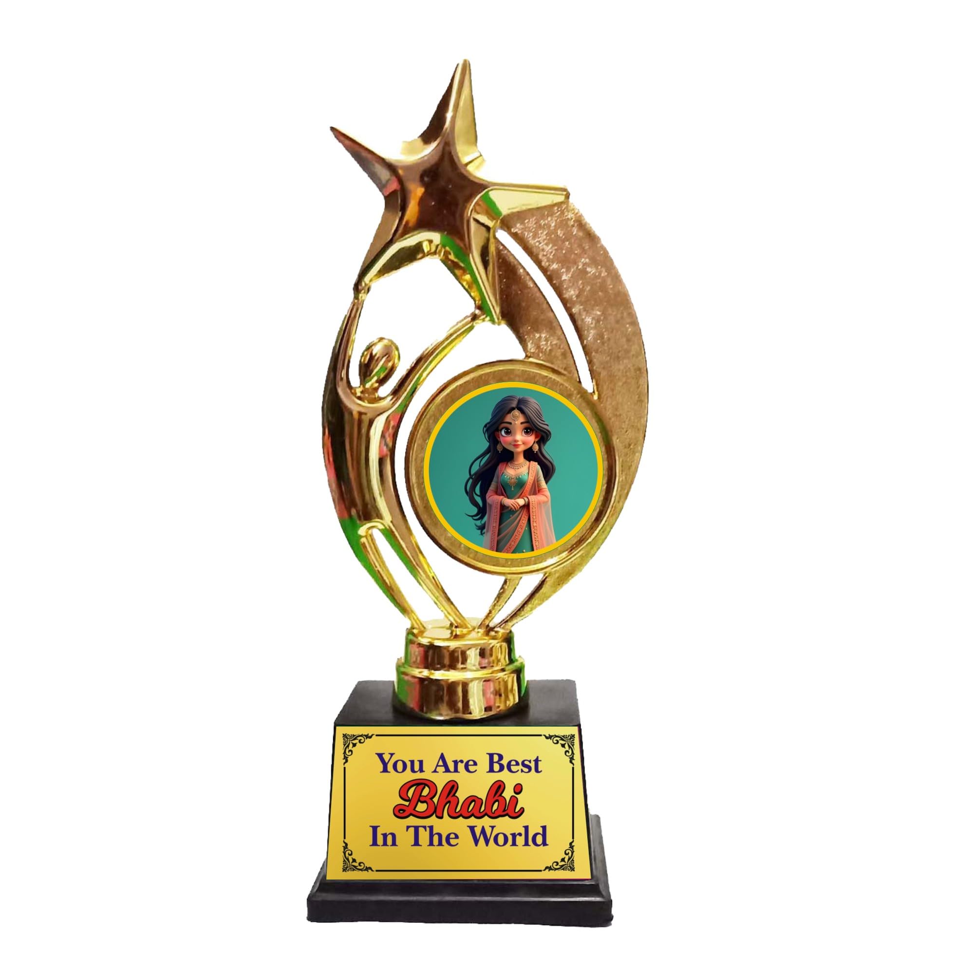 Gifts Bucket Rakshabandhan Gift for Bhabhi Your are The Best Bhabhi in The World Award Trophy (9 x 3.50 x 2.50, Gold) Bhaiya Dooj Gift for Sister in Law-picture-28