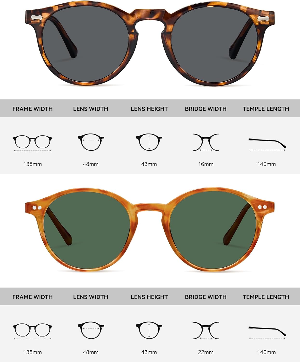 STGATN Small Face Polarized Sunglasses for Women, Round Retro Lightweight TR90 Frame UV400 Protection Sun Glasses - Image 6