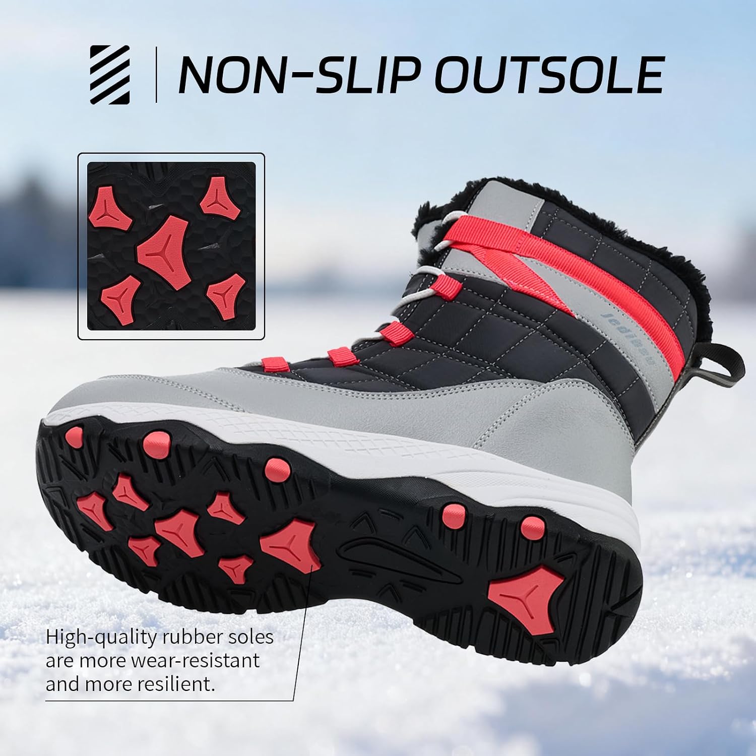 Snow Boots for Women Waterproof Mid-Calf Booties Winter Hiking Boot Durable Warm Fur Lined Boot Non-Slip Climbing Cold Weather Lightweight Shoes