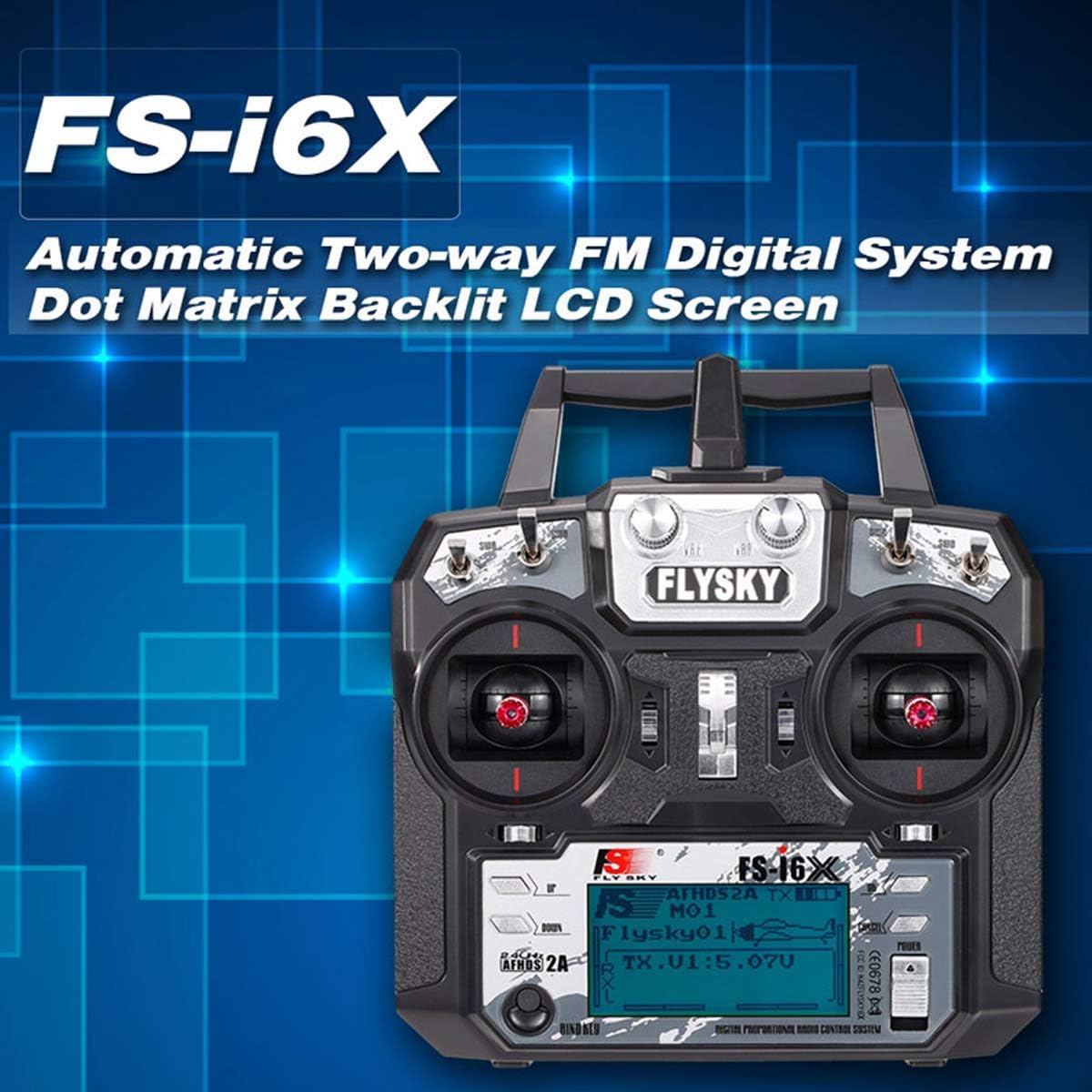 Flysky FS-i6X 6CH -10CH Radio Transmitter + Flysky ia6B RC Receiver (2.4GHz, AFHDS 2A, RC Transmitter) for FPV Racing RC Drone Quadcopter by (Mode 2