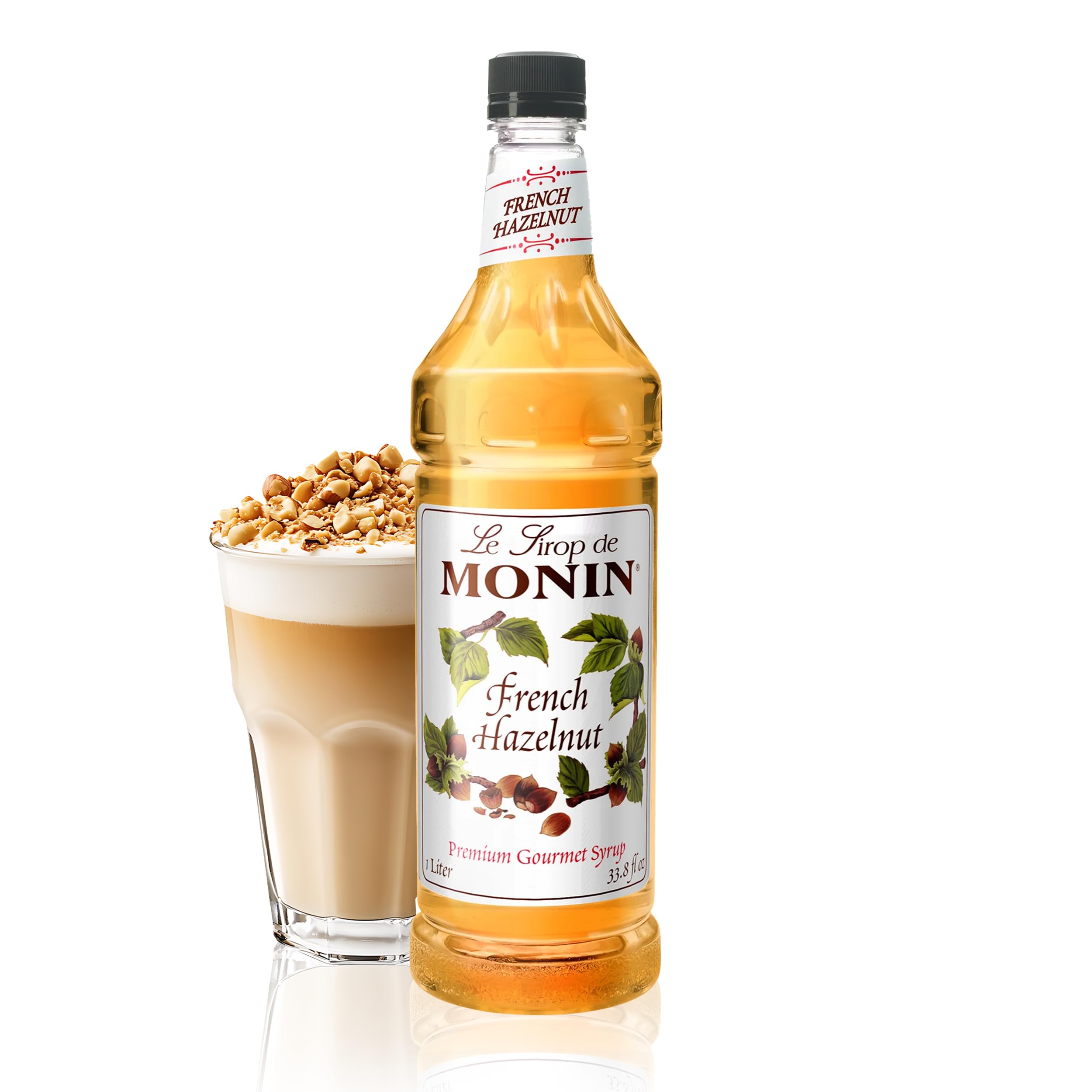 French Hazelnut Syrup, Nutty Flavor with Rich Caramelized Notes, Great for Coffee, Milkshakes, and Dessert Cocktails, Gluten-Free, Vegan, Non-GMO (1 Liter)