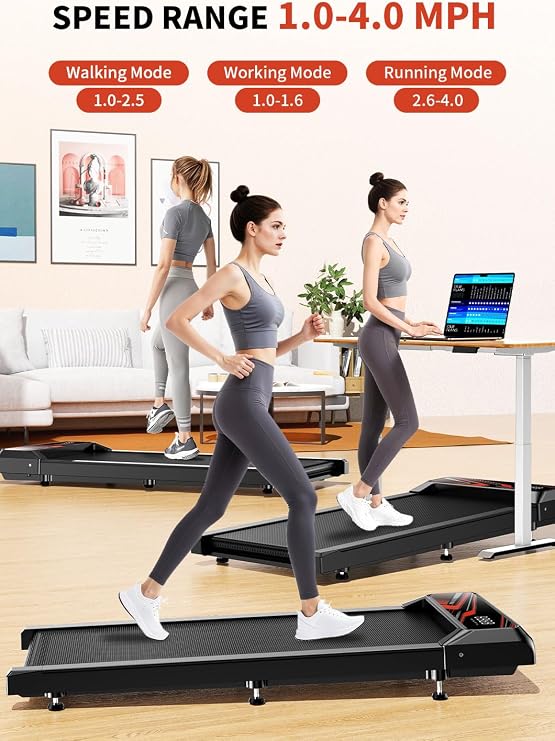 Walking Treadmill Pad with Incline, Portable Under Desk Treadmill for Home Office, 2.5 HP Quiet Compact Walking Machine with Remote & LED Display,Speed/Time/Distance/Calories