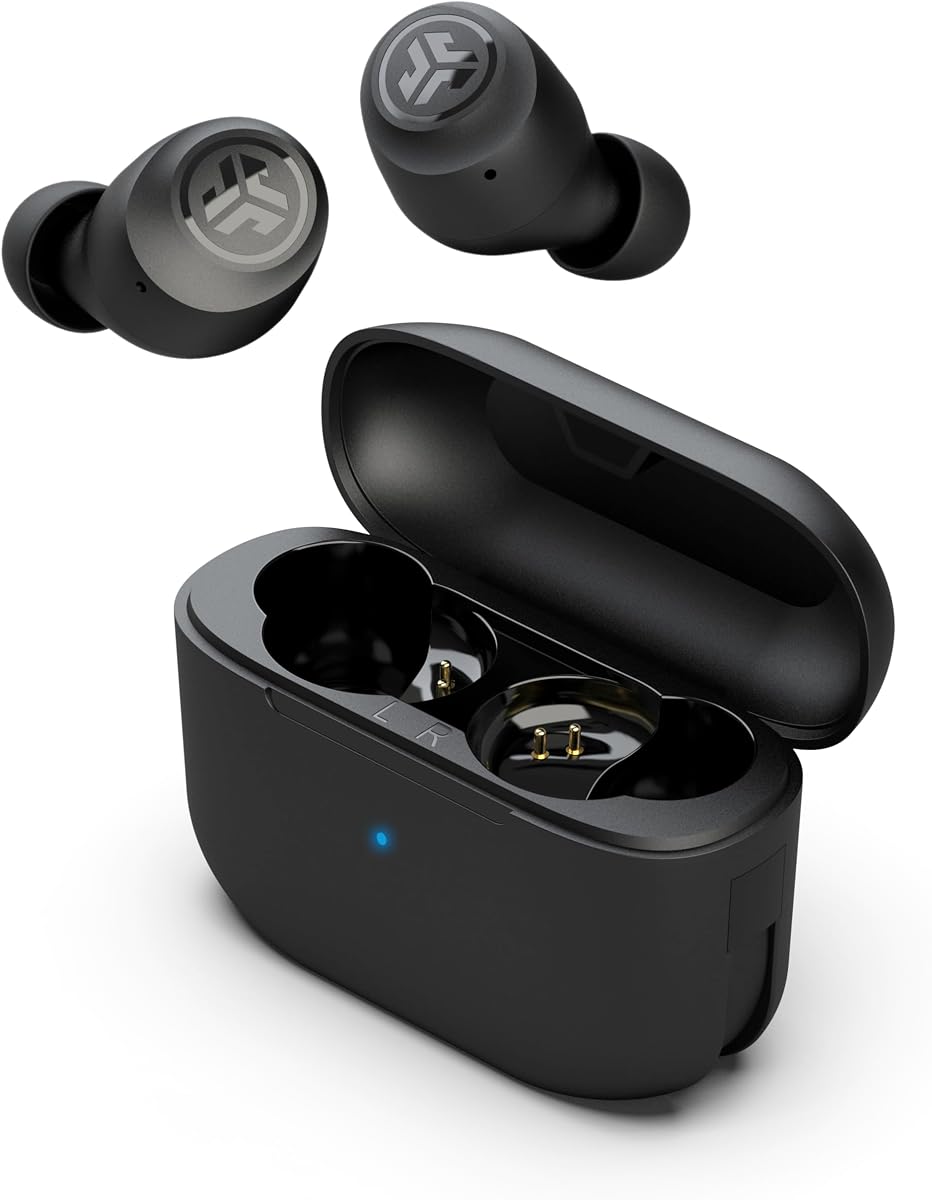 JLab, Go Air Pop, True Wireless Earbuds, Bluetooth 5.1, Dual Connect, IPX4, Configuración de sonido EQ3, Negro