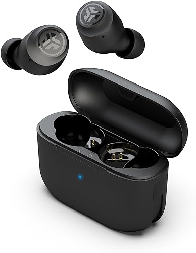 JLab Go Air Pop True Auriculares inalámbricos Bluetooth + funda de carga, medianoche, conexión dual, resistencia al sudor IPX4, conexión Bluetooth