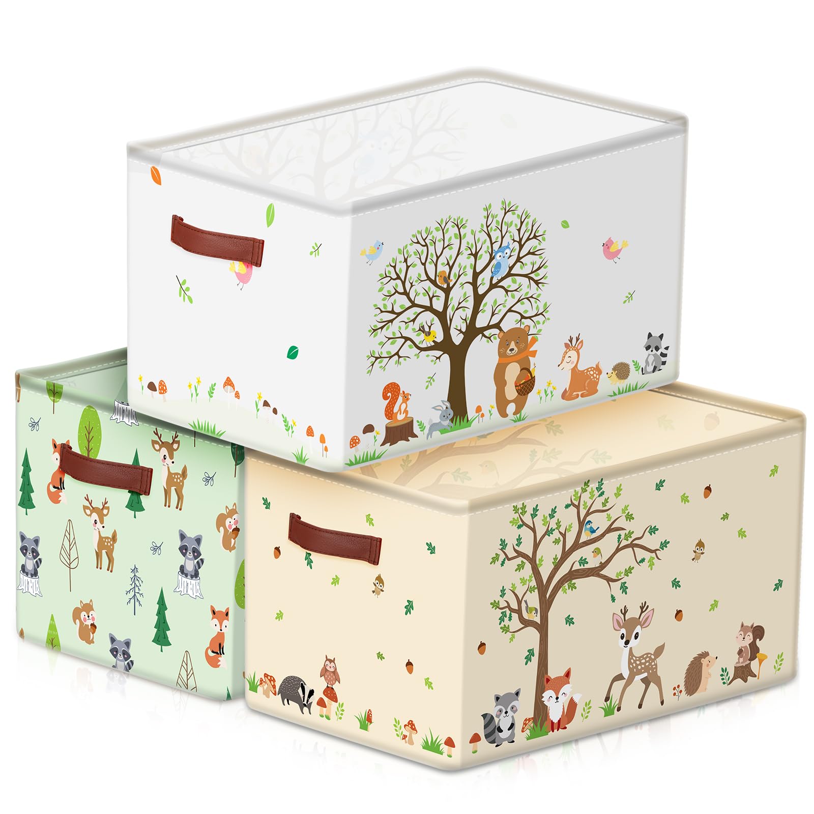 Panier de rangement pliable Boao lot de 3 bacs en toile avec poignée maison