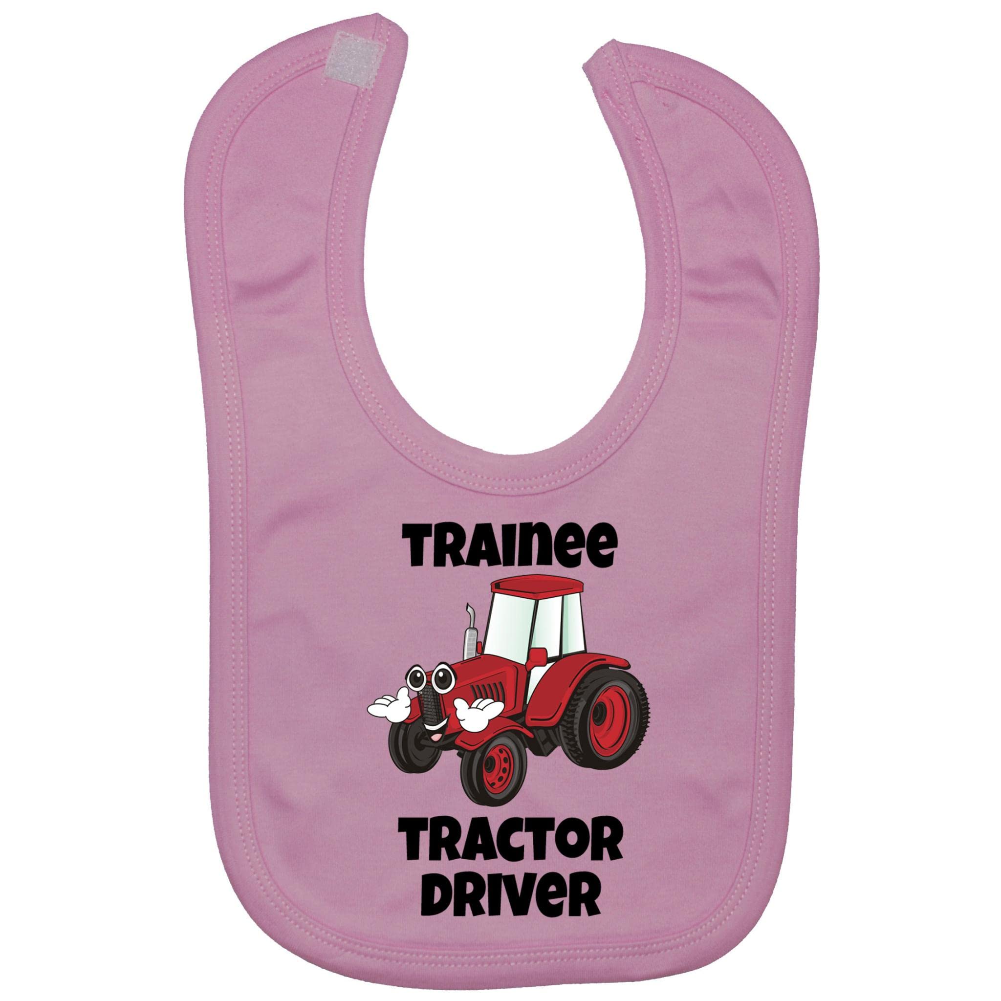 Acce Products Trainee Tractor Driver Red Pic Baby Infant Feeding Bib Touch Attach 0 to approx 3 Years - Pink