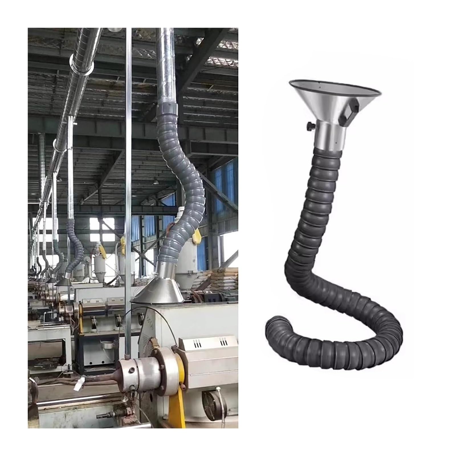 Manguera de extracción de humos de soldadura, Conducto extractor de aire, flexible 360, resistente, válvula 3 vías, capó, varios tamaños(L 1m/3.3 Ft,Id 100MM/3 8/9 in)