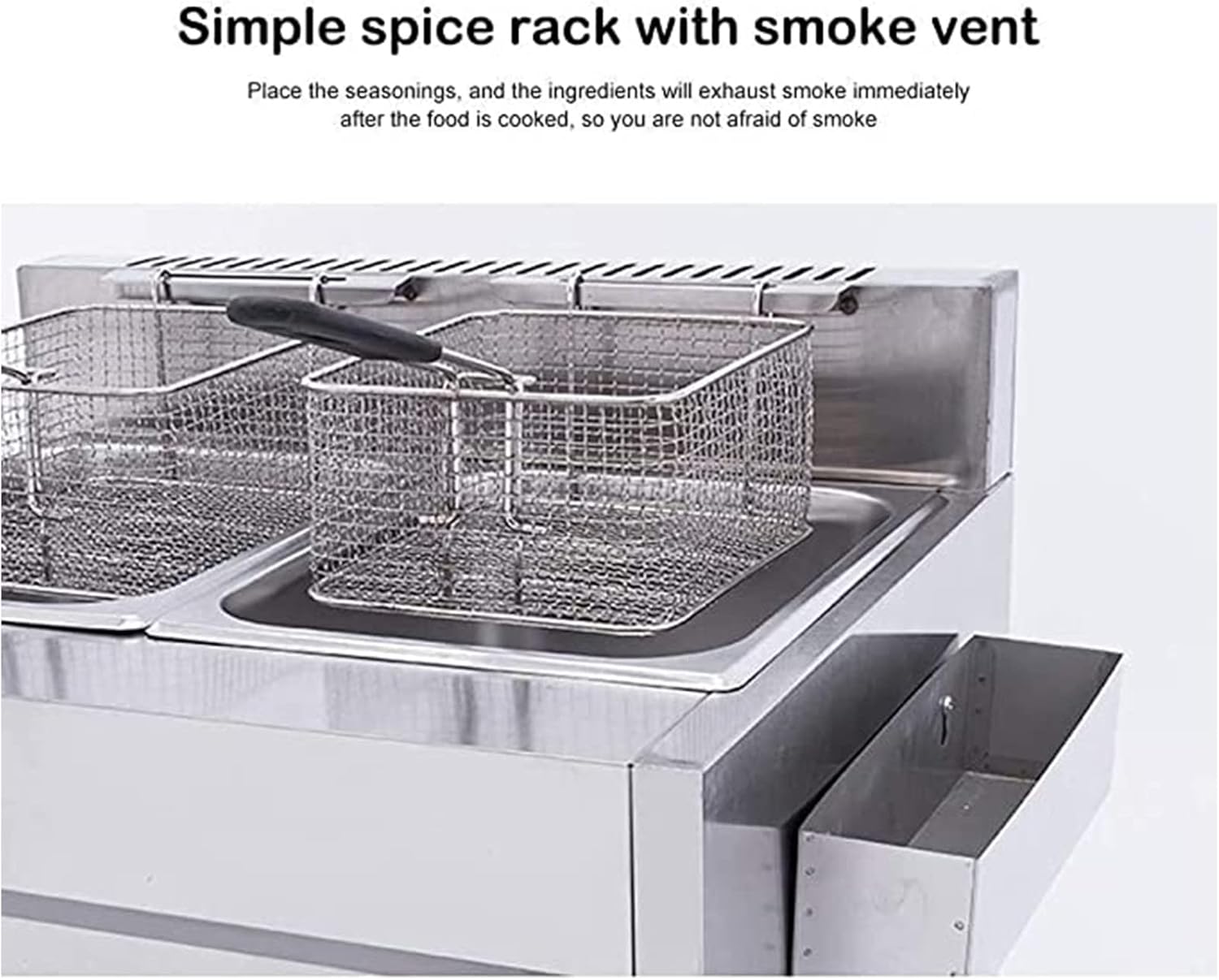 Professional Gas Fryer,Commercial Stainless Steel Fryer with Basket & Oil Drain Valve for French Fries Restaurants Supermarkets,Easy Clean,