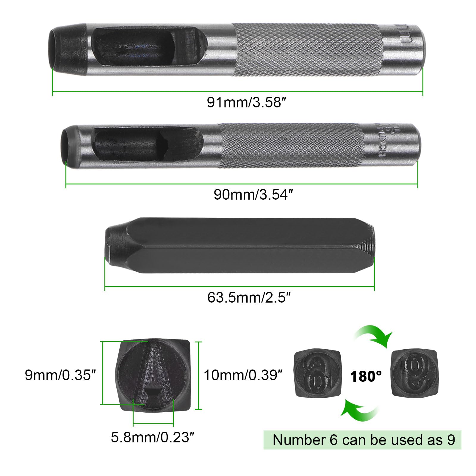 QUARKZMAN 36pz Metallo Stampaggio Kit 5/16" (8mm) (AZ, 0-8,"&" Simbolo) Acciaio Lettera Pugno Premere Utensile con Foro Pugno per Stampa su Metallo, Plastica, Legno, Pelle, Nero