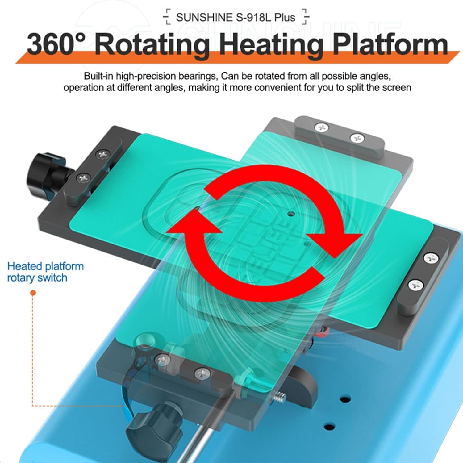 S-918L Plus LCD Screen Separator Machine,7 Inch Heating Plate, Built-in Vacuum Pump,Touch Screen Glass Removal Tool for Phone Repair, iPhone/Samsung/Huawei Edge Screen,Flat Screen Disassembly Repair