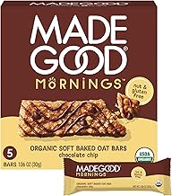 MadeGood Morning Chocolate Chip Bars, 5ct/5.3oz, Organic Snacks