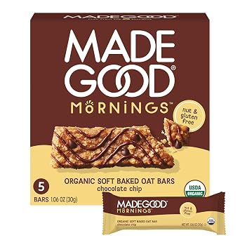 بار رقائق الشوكولاتة MadeGood Morning ، 5 قيراط / 5.3 أوقية ، وجبات خفيفة عضوية