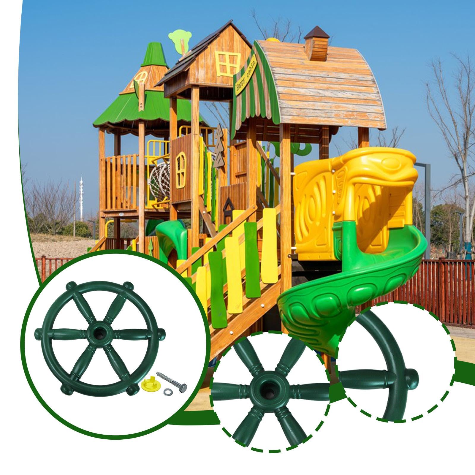 MERIGLARE Roue de Gouvernail de Bateau Pirate, Jouet pour Enfants, Accessoire Exclusif pour Salle de Jeux, Structure Robuste Adaptée Aux Jeux D'extérieur, M, Vert