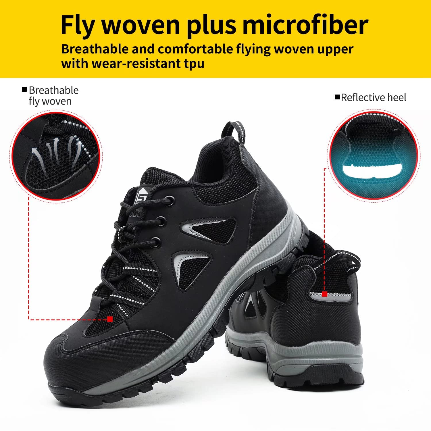 ISOOUS Chaussure de Securité Homme Femmes Légèr Chaussures de Travail Embout Acier Protection Baskets de Sécurité Respirante