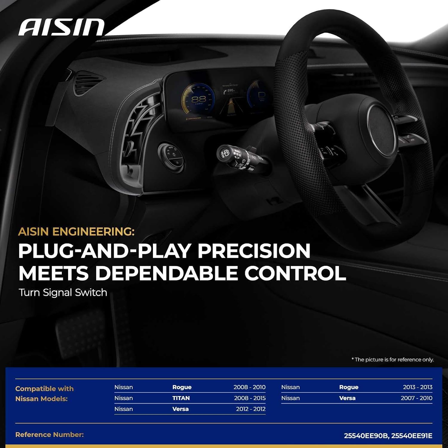AISIN AFTERMARKET TSSN-00263 Left Multifuction Turn Signal Switch - Compatible with Nissan Rogue 2008-2010 2013, Versa 2007-2010 2012, TITAN 2008-2015