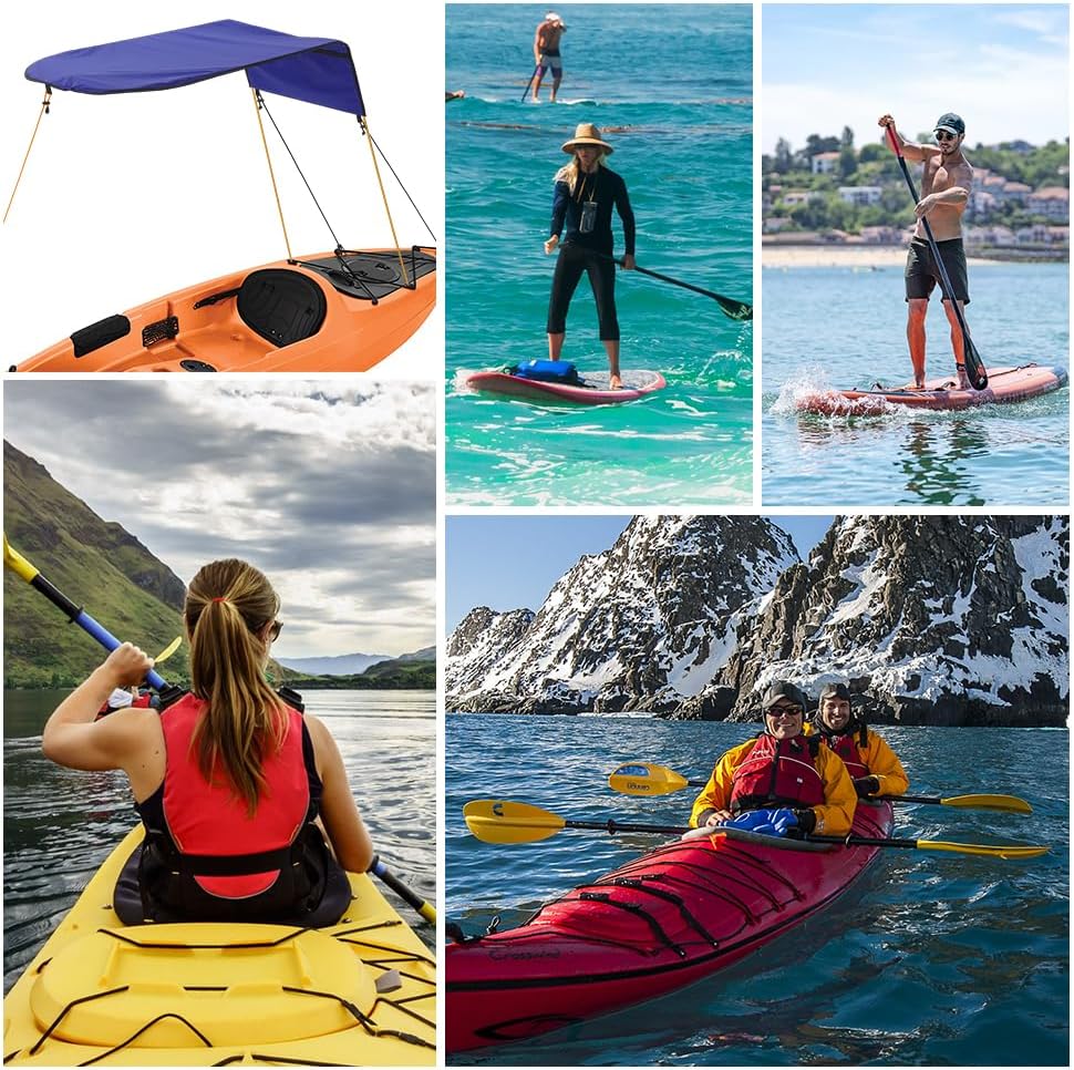 Universal Kayak Sun Shade Canopy, Waterproof Portable Awning Top Cover for Canoe, Fishing Boat, Inflatable Paddle Board, Easy Setup with Storage Bag for Outdoor Use, Kayak Umbrella & Duck Blind - Blue