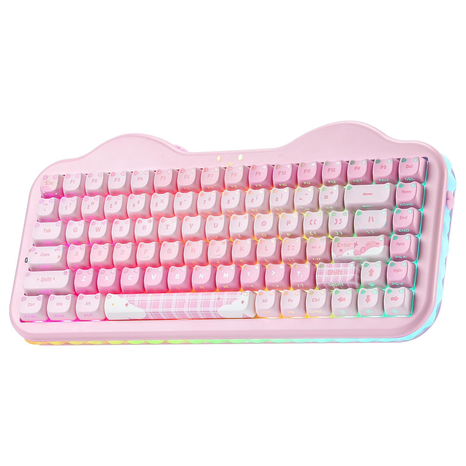 YUNZII C75 Wireless Mechanical Keyboard (Pink, Candy Switch) | Creamy Typing, Cute Shine Through MAO Keycaps, RGB, Gasket Mount, BT5.0/2.4G/USB-C,for Win/Mac/Gaming/Office-picture-53
