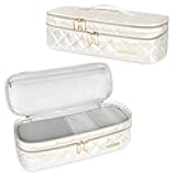 Travel Carrying Case for Hair Dryer Shark Flexstyle Dyson Airwrap, Double-Layer Hair Accessories Tools Storage Case for Revlon One-Step, Shockproof Protection Organizer Travel Carrier Bag, Cream