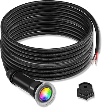 1.5 Inch Pool Light for Inground Pool Replacement for GloBrite 602054, AC12V 18W RGB Color LED Pool Light, 50 ft Cord Swimming Pool Lights Replacement, IP68 Waterproof
