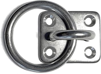 US Stainless Stainless Steel 316 Square Pad Eye with Ring 1/4" 6mm Marine Grade