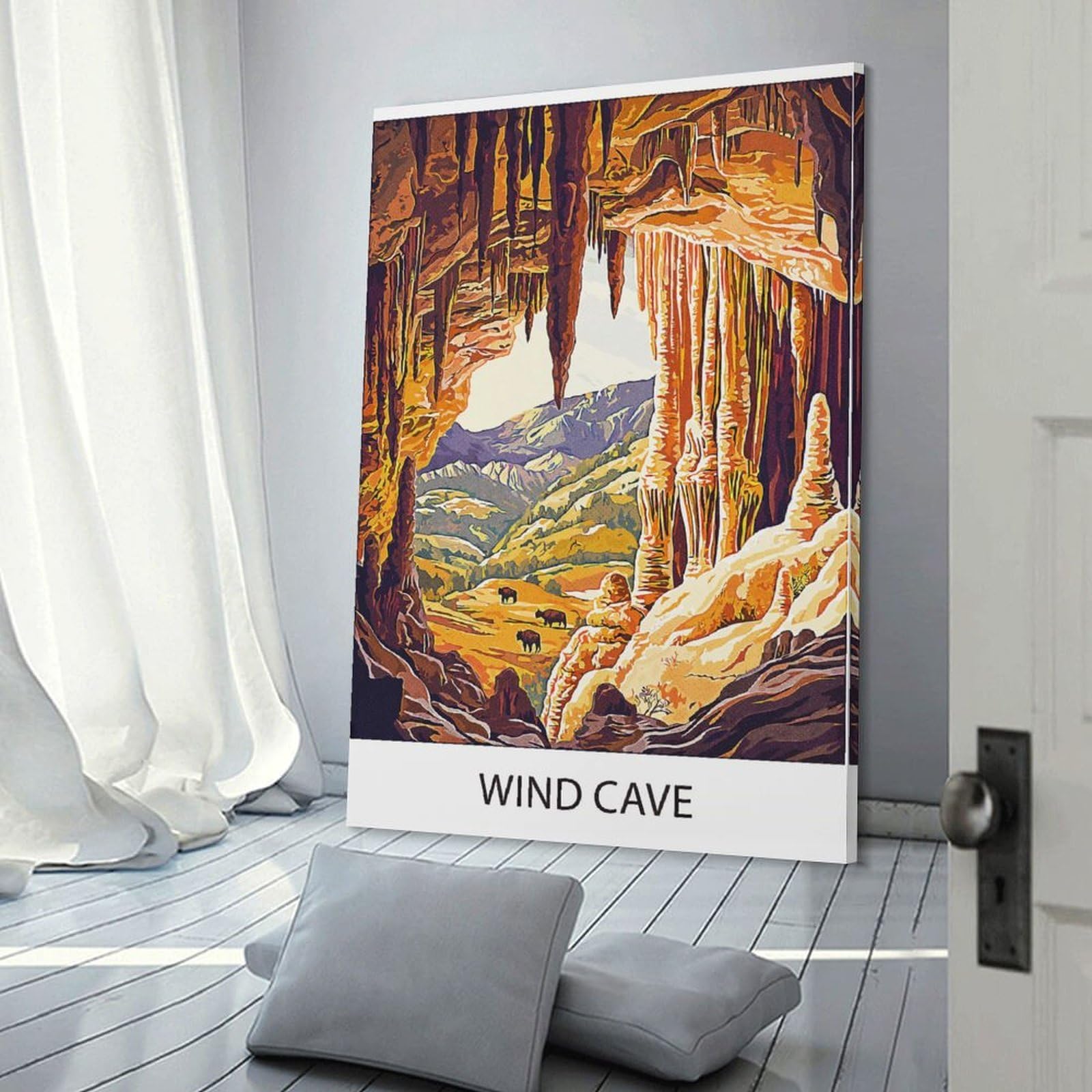 Junmoney Wind Cave National Park Canvas Art Print, 16x24inch(40x60cm), for Restful Interiors, Bedrooms Or Small Rooms, A Warm Accent for Relaxed Interiors