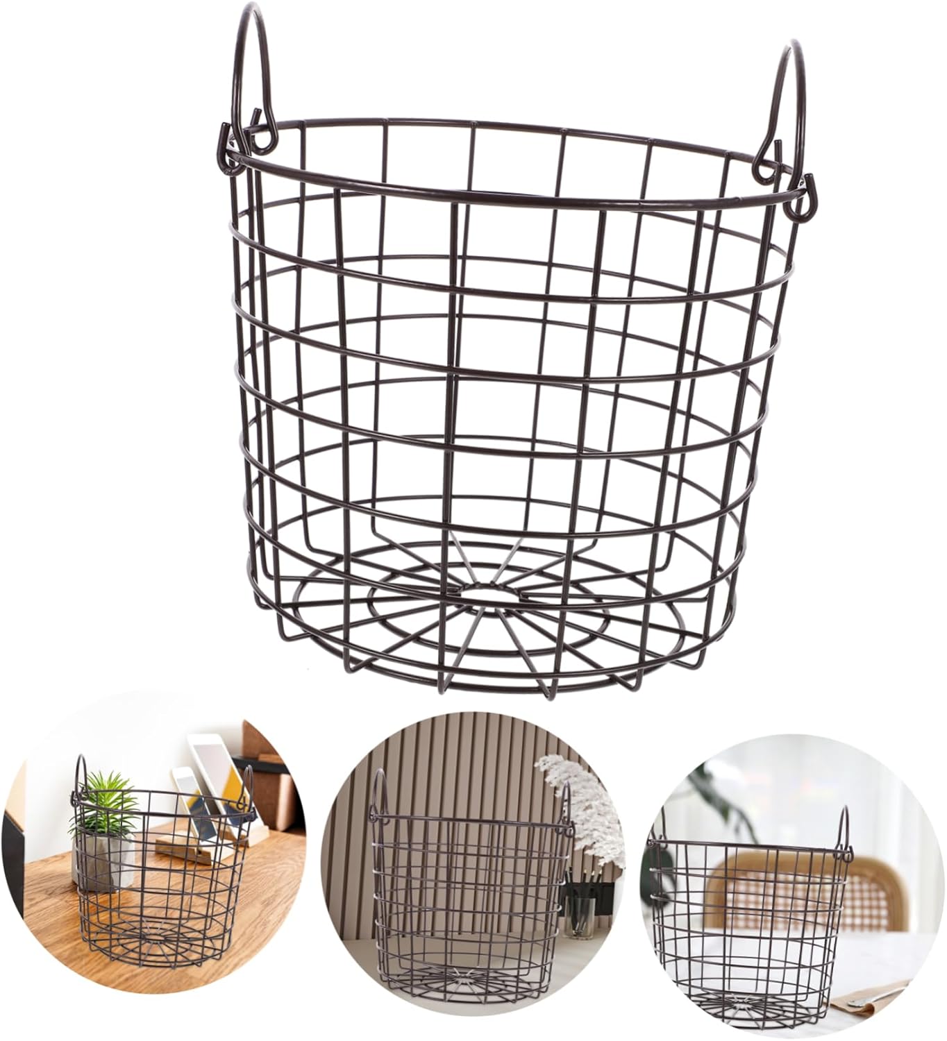 Cabilock Laundry Hamper with Iron Design Medium Coffee Colored Storage Basket for Home and Dorm Easy Carry Double Handle Organizer for Clothes and Sundries Practical Laundry Storage