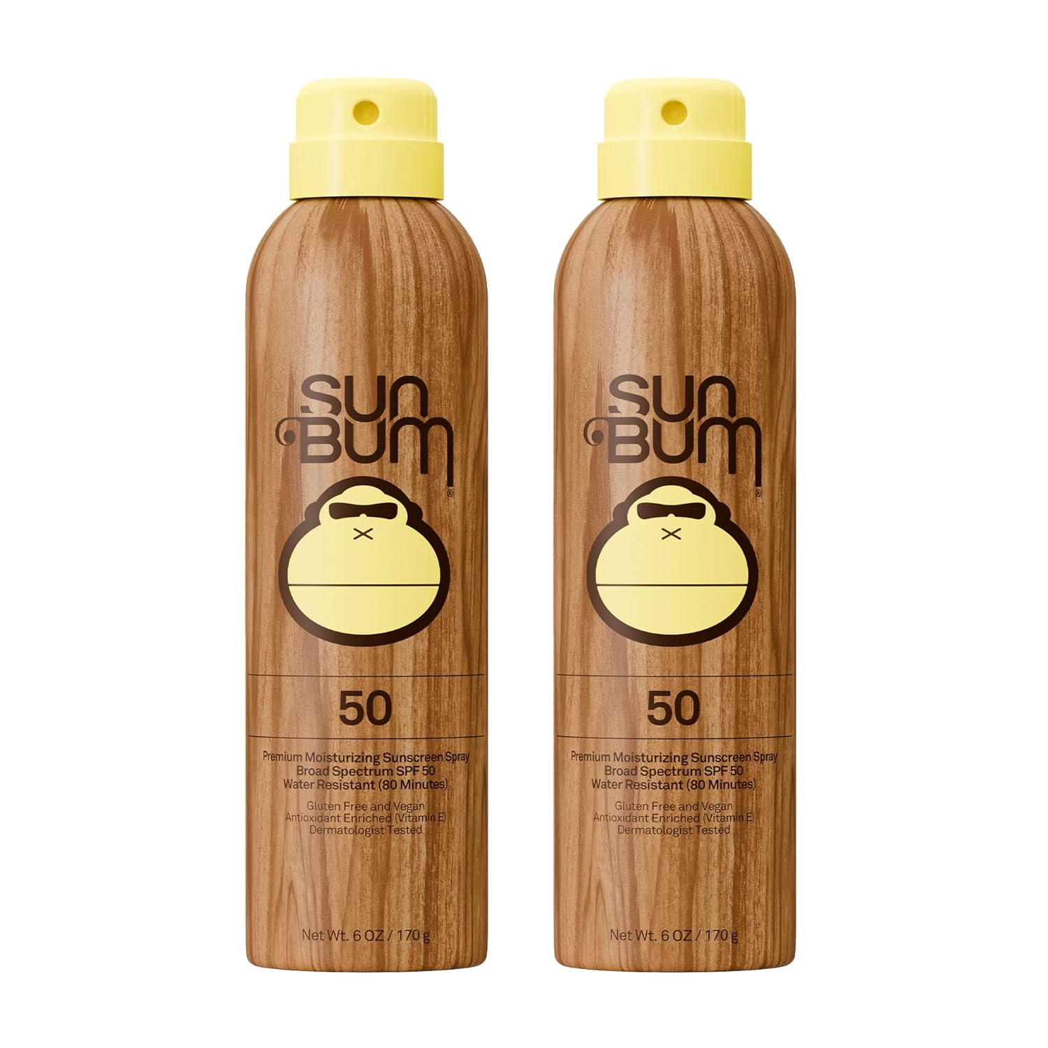 Sun Bum Original SPF 50 Sunscreen Body Spray - Broad Spectrum Moisturizing Sunscreen with Vitamin E - Hawaii 104 Act Compliant (Made without Octinoxate & Oxybenzone) - 6 oz (Pack of 2)