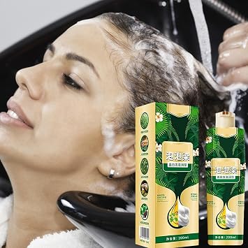 Plant Bubble Hair Dye Shampoo, 200ml Hair Dye Shampoo Instant Hair Color Shampoo For Gray Hair Coverage Natural Hair Coloring, Long Lasting Colour Hair Dye Shampoo For Men And Women