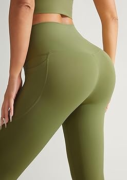 Sheryer High Waisted 7/8 Leggings with Pockets, No Front Seam