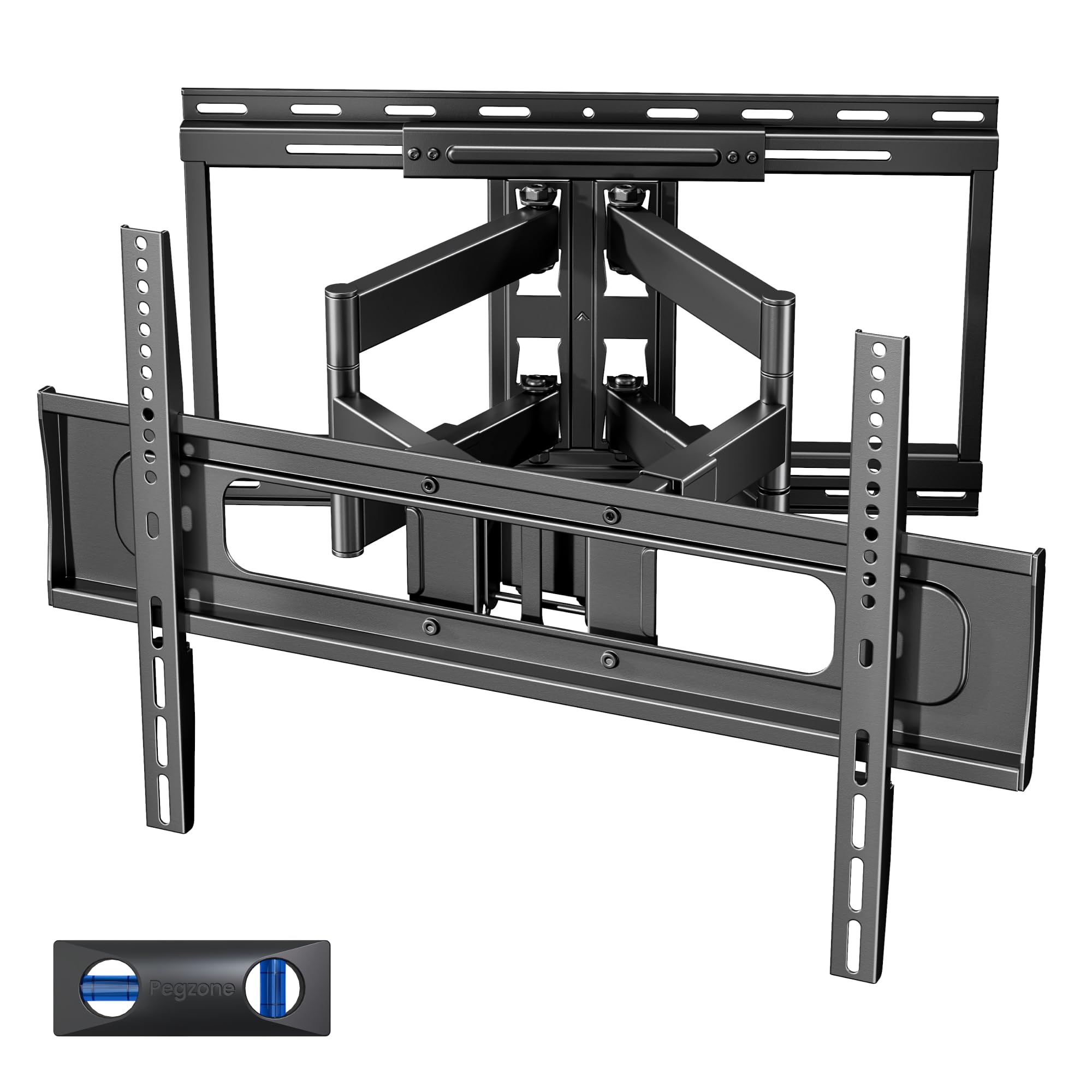 PEGZONE Doppelarm TV Wandhalterung bis 80 kg für 37–90 Zoll Fernseher | Wandhalterung Fernseher Schwenkbar & Neigbar, max. VESA 600x400 mm, Wandabstand 120–645 mm, Kabelmanagement