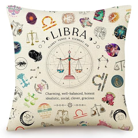 Libra Gifts Pillow Covers 18x18 inch Libra Zodiac Throw Pillow Cover for Couch Bedroom Living Room Home Decor
