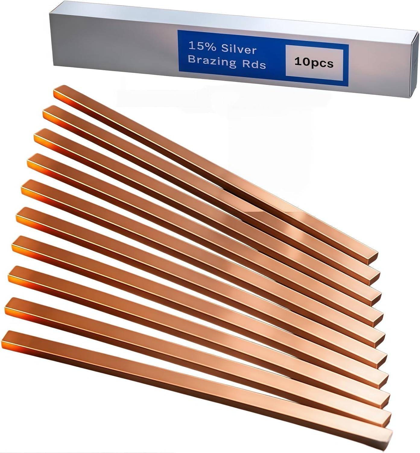10 PCS AWS BCuP-5 Brazing Rods, | Flat Welding Rod 0.050" x 1/8" x 10", for HVAC Refrigeration System & Industrial Welding Repair.
