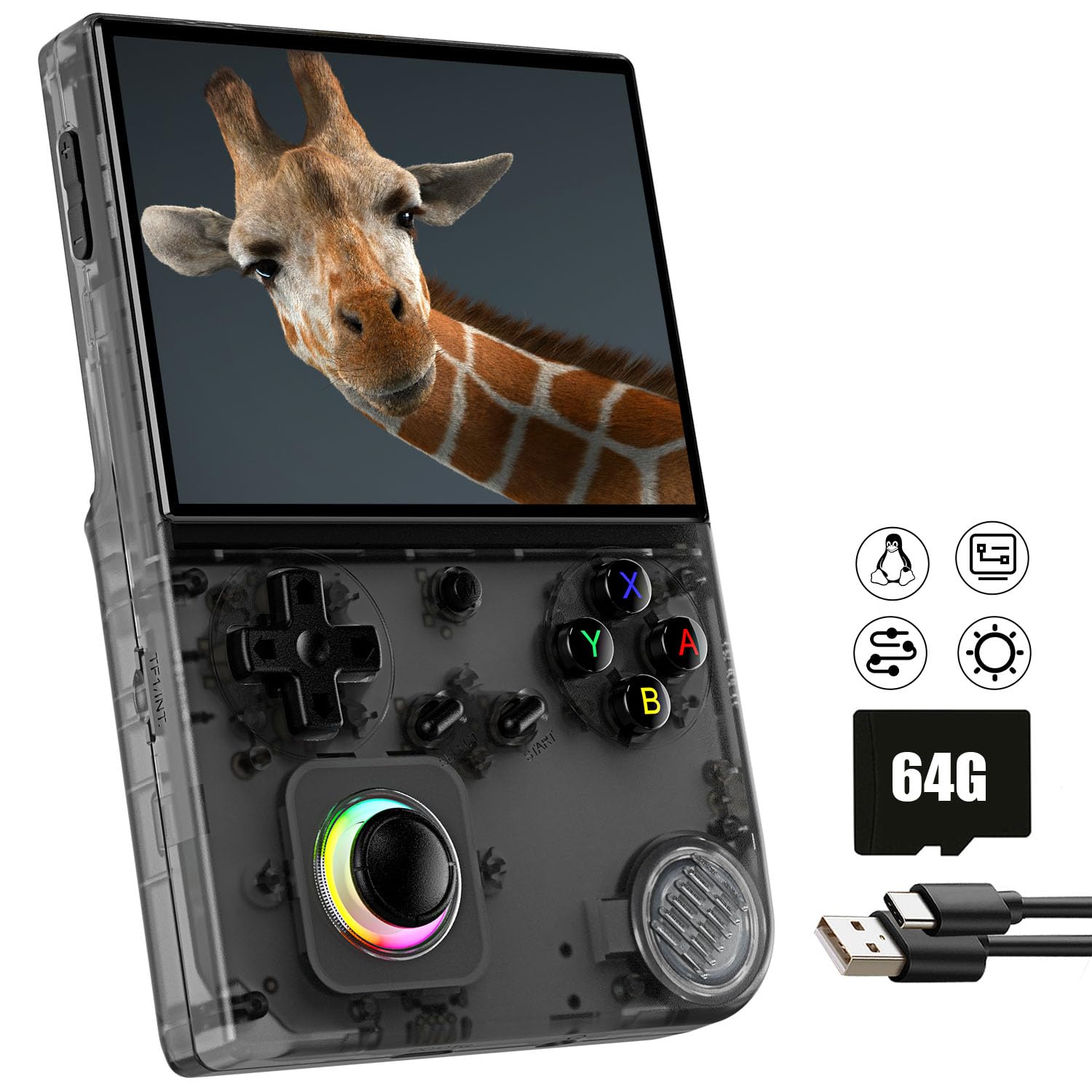 Aivuidbs RG40XX V Handheld Game Console, 4.0 Inch IPS Screen, 64GB TF Card, 5223 Pre-Installed Games, 5G WiFi, Bluetooth 4.2, HDMI Output, Retro